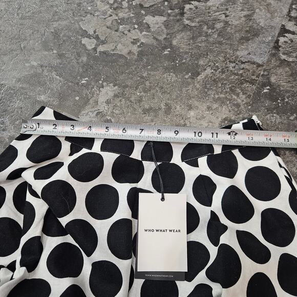 Black & White Polka Dot Linen Blend Midi Who What Wear Skirt Size 4 - Picture 4 of 7